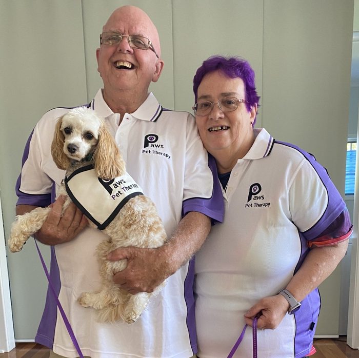 Glenda, Phillip and Squish, a PAWS volunteer team