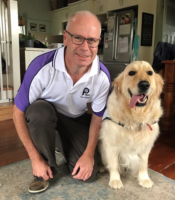 Steve and Cooper, a PAWS volunteer team
